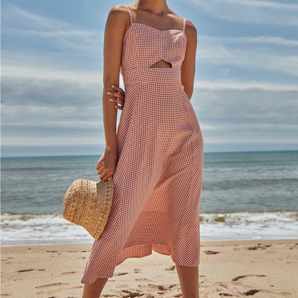 HUNTER BELL MAXWELL DRESS IN TERRACOTTA GINGHAM size 2